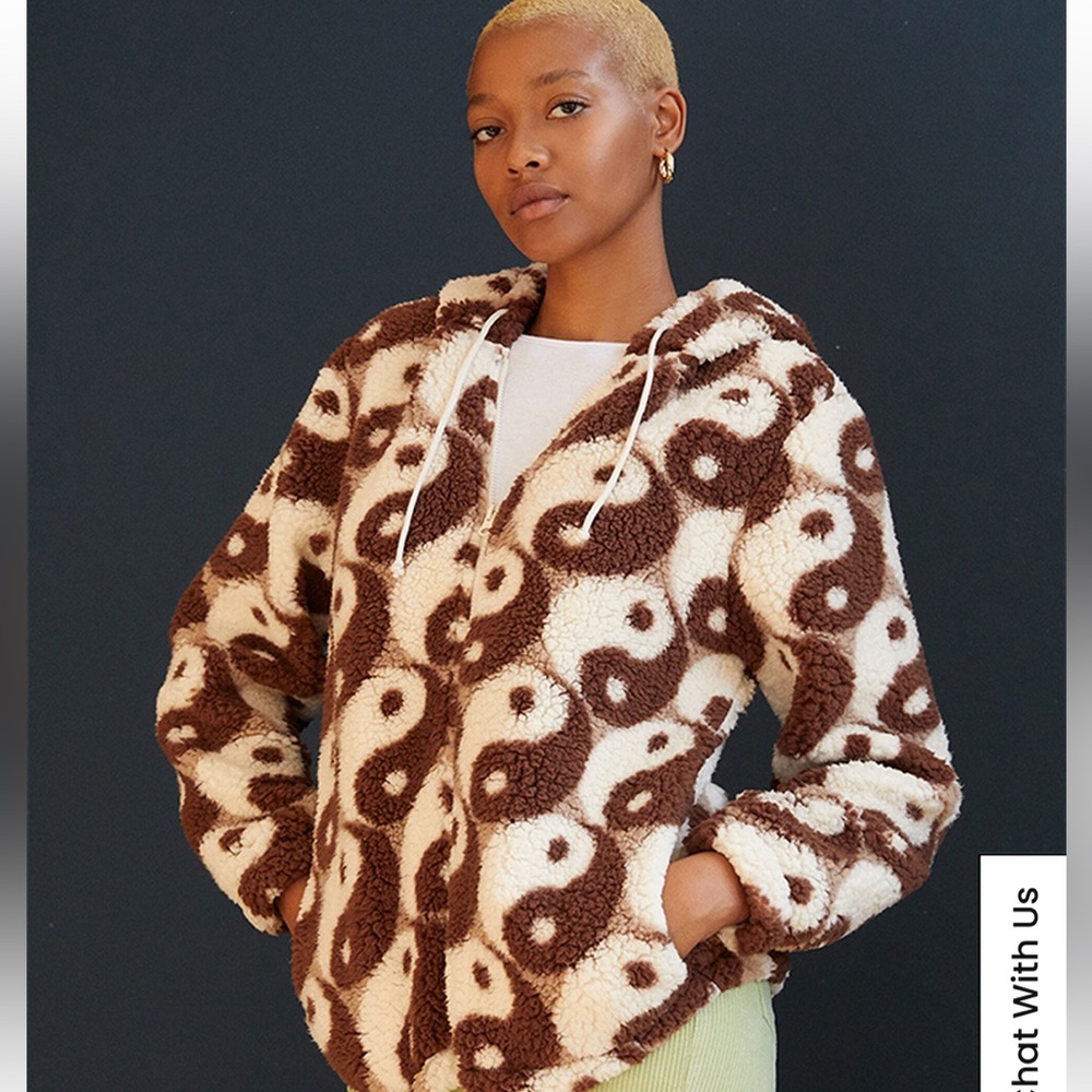 PacSun Royal Printed Sherpa Hoodie Med